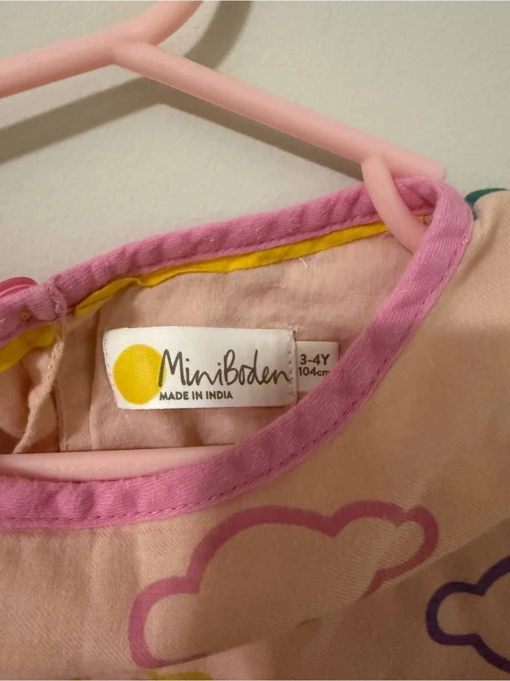 Mini Boden Pink and Yellow Girls Top